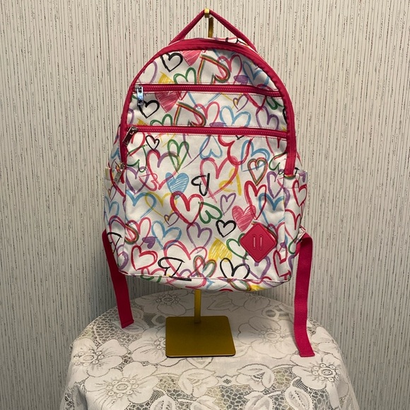 Colorful Heart Pattern Backpack Causal Travel Daypack College Backpack - Picture 1 of 11